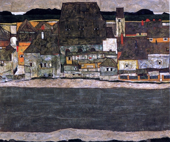  Egon Schiele Houses by the River II (also known as The Old City II) - Canvas Art Print