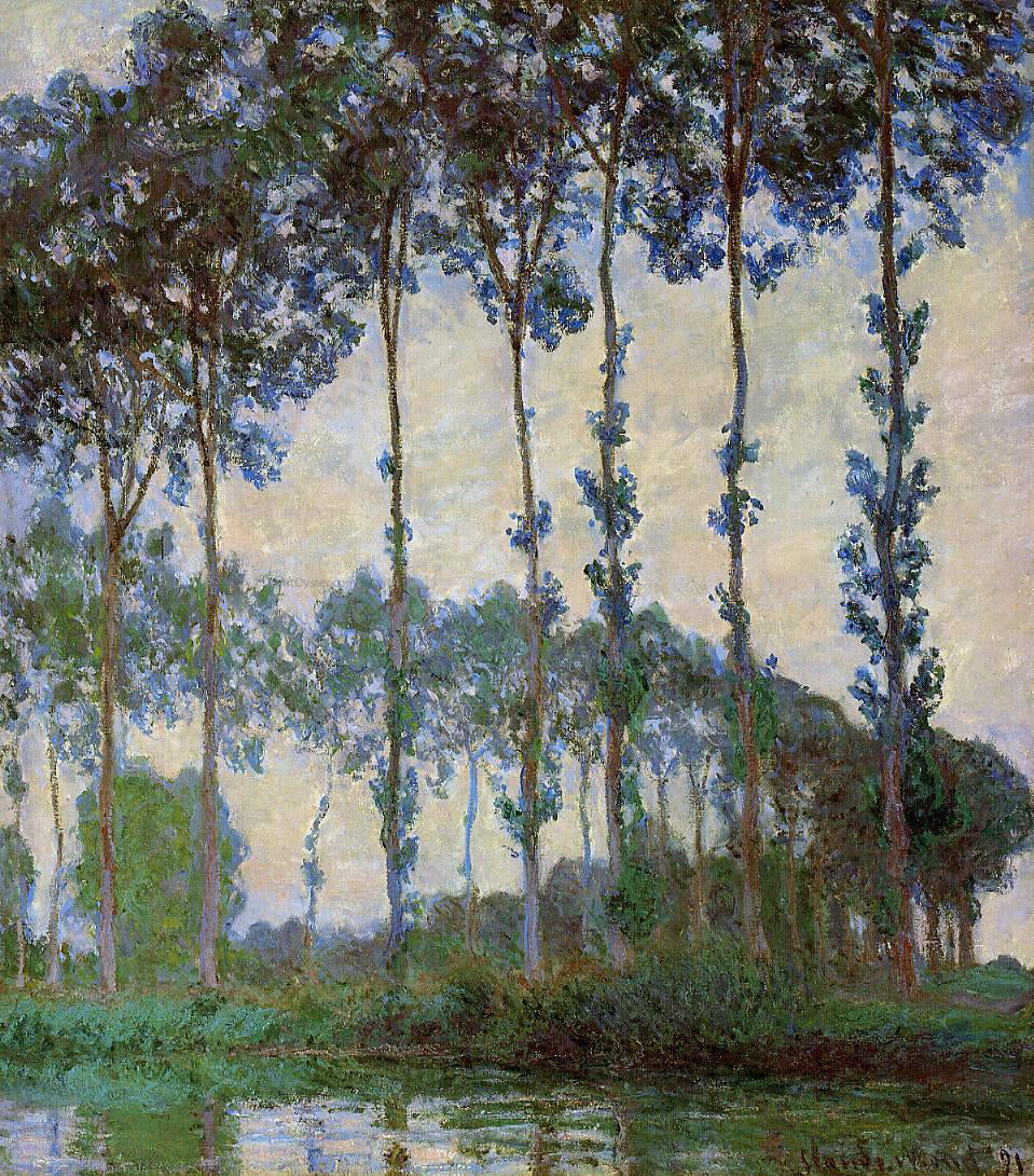 Claude Oscar Monet Poplars on the Banks of the River Epte, Overcast Weather Canvas Art Print â canvasartdealer