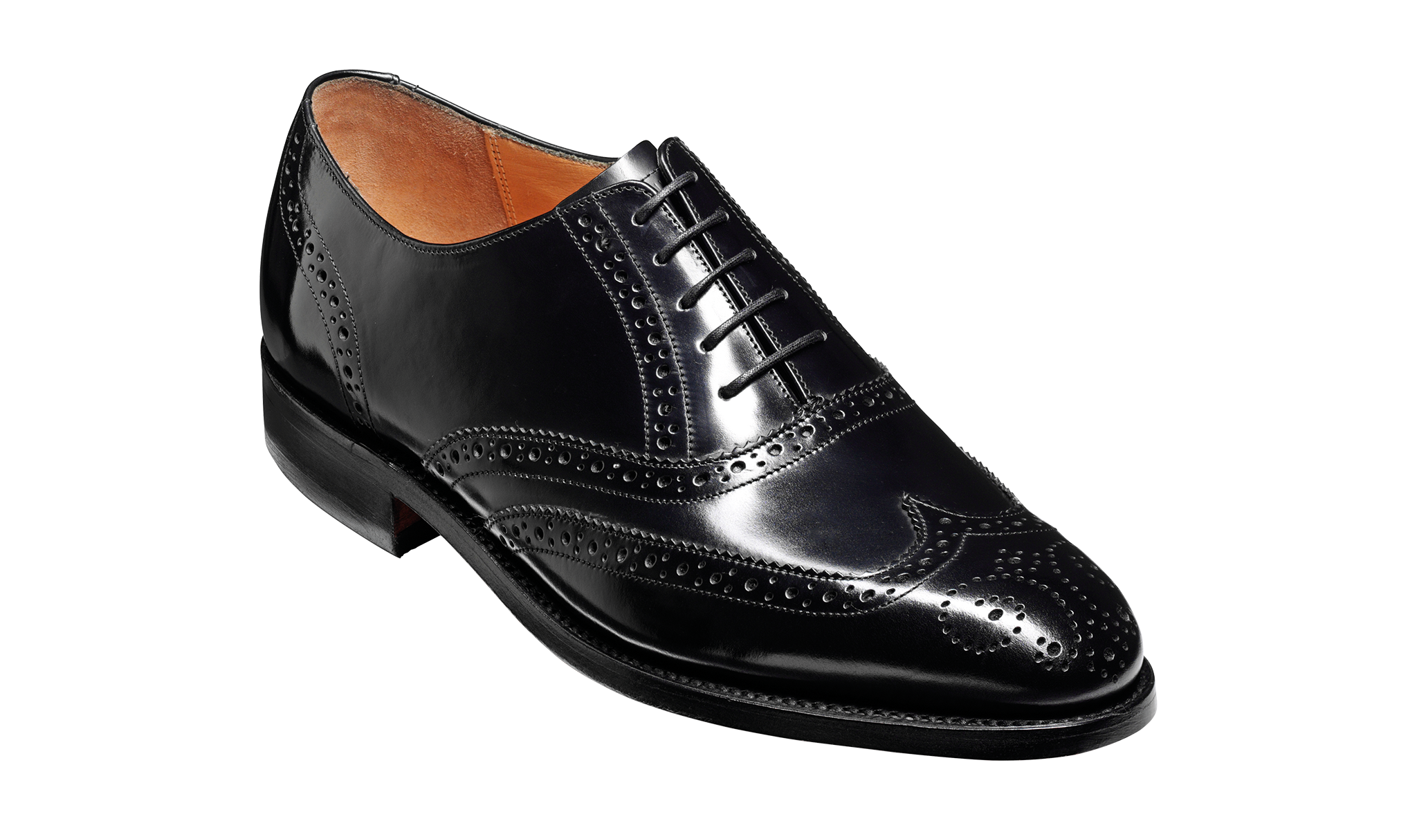 Albert - A black leather mens brogue shoe by Barker.