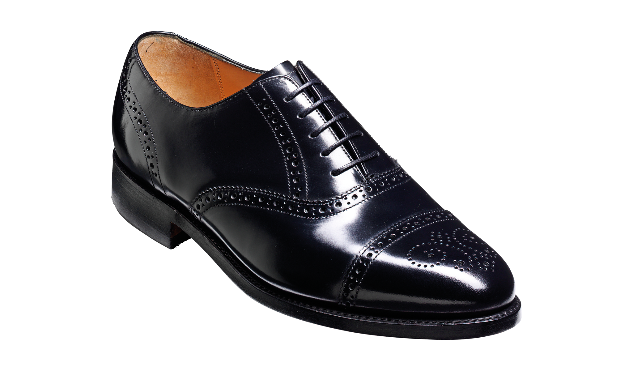 Alfred - A black leather mens brogue shoe by Barker.