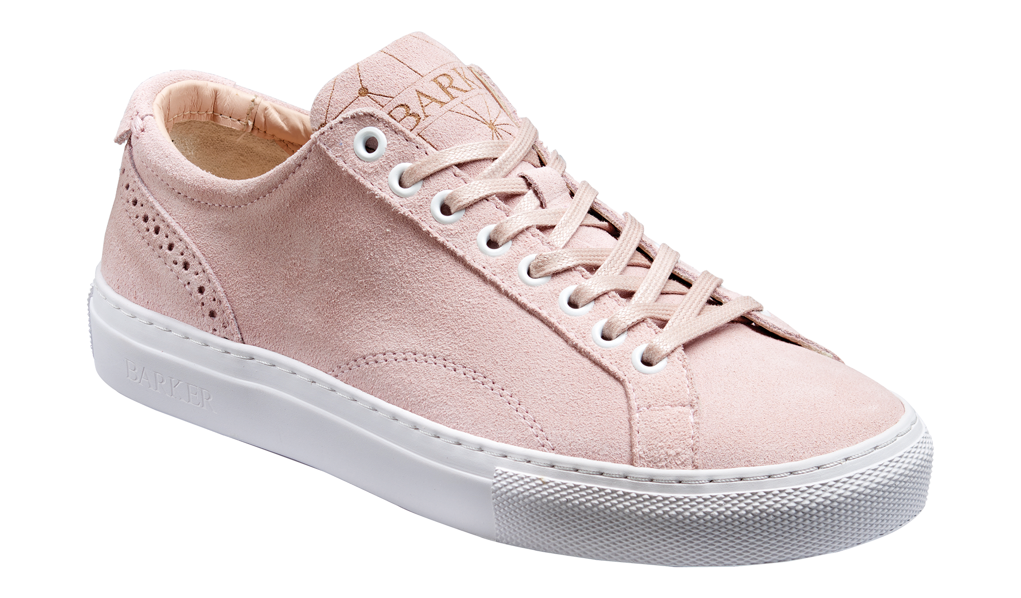 Isla - A pink suede sneaker for women by Barker Shoes. 