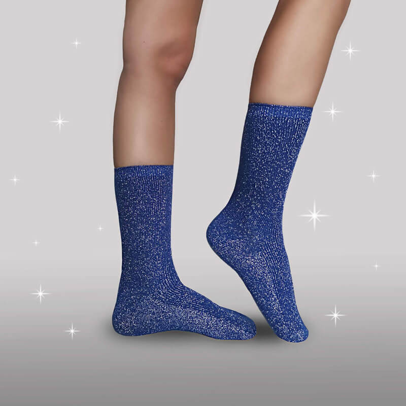 Blå Glimmer strømper ← Køb sokker der glitrer & glimter her – Glitterfox.dk
