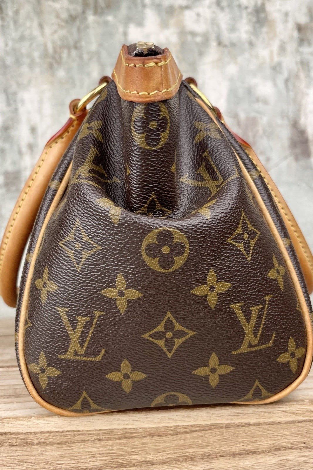 Louis Vuitton Brown Monogram Tivoli PM Satchel Bag with gold-tone hardware  at 1stDibs