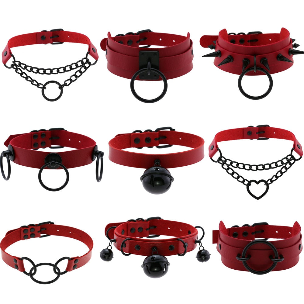 BDSM, DDLG, Submissive Slave Collar Choker (Red Collection) Sissy