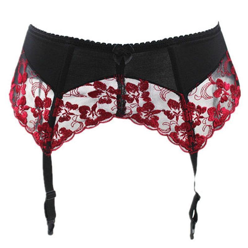 Embroidered Red Floral Garter Belt – Sissy Panty Shop