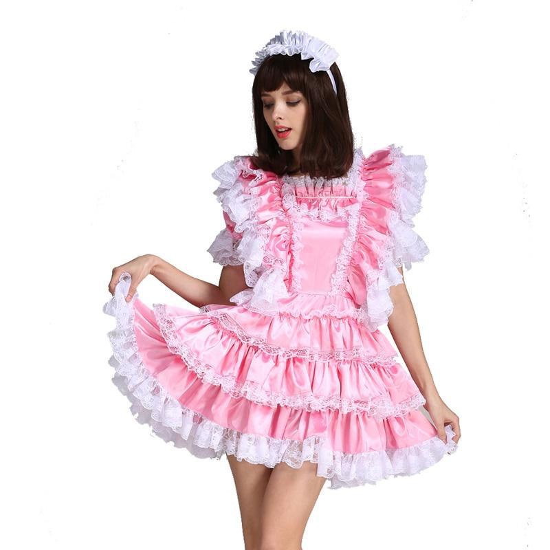 Lockable Sissy Maid Satin Dress Sissy Panty Shop