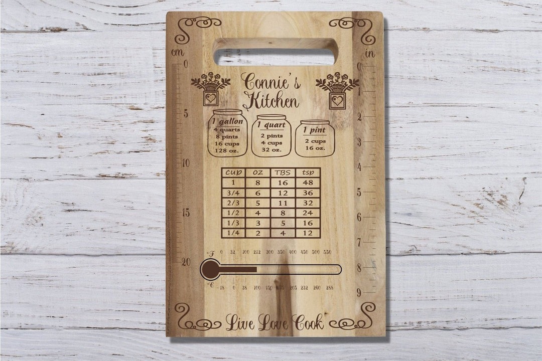 Grandma's Kitchen | Full size 16x12 solid laser etched acacia cutting board  (Copy) — Computer Aided Crafting