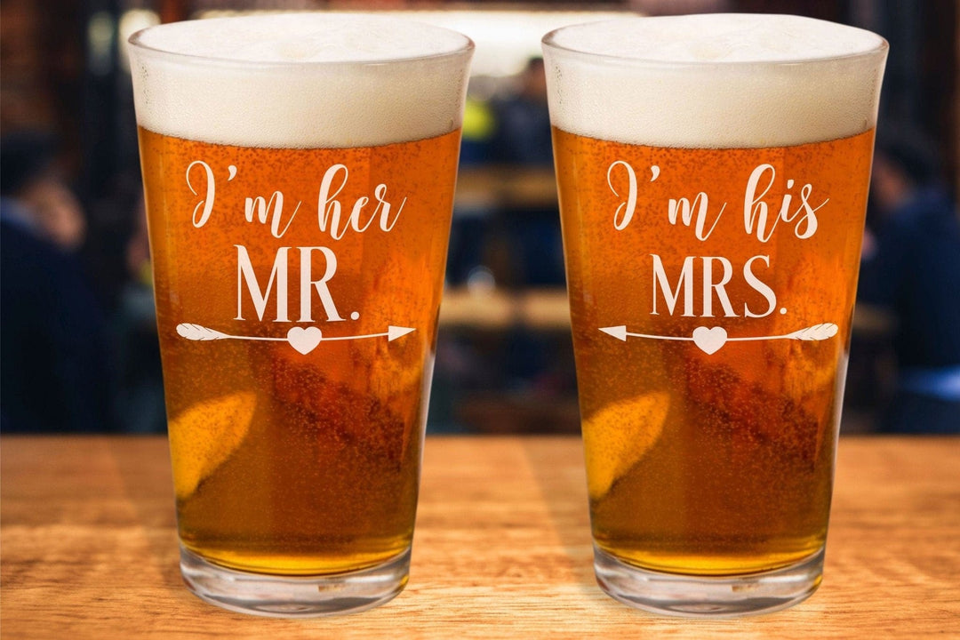 Mix and Match, Mr & Mrs Pilsner Beer Glasses