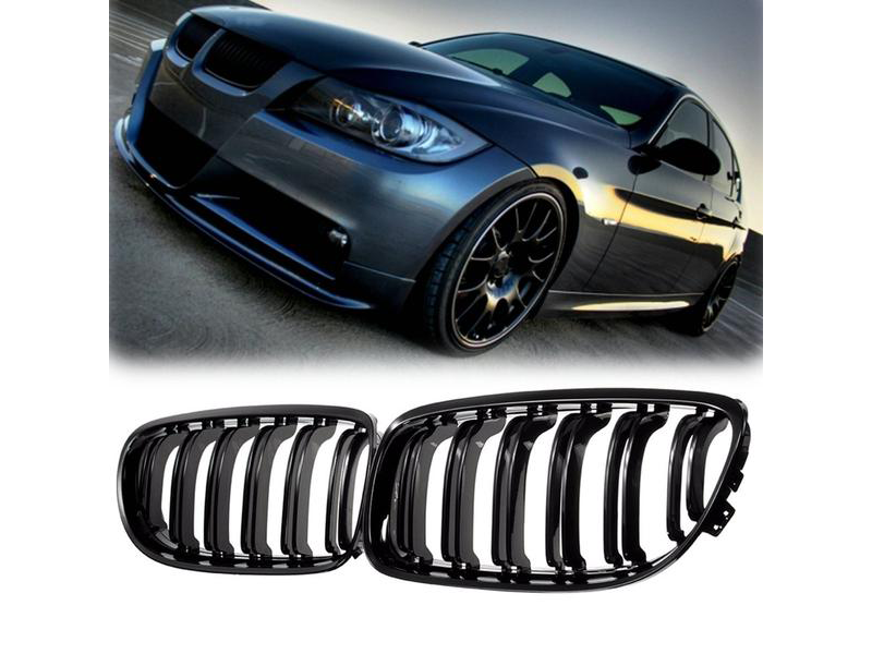 BMW E90 E91 3 series Grill Double Slats GlossBlackMStyle 