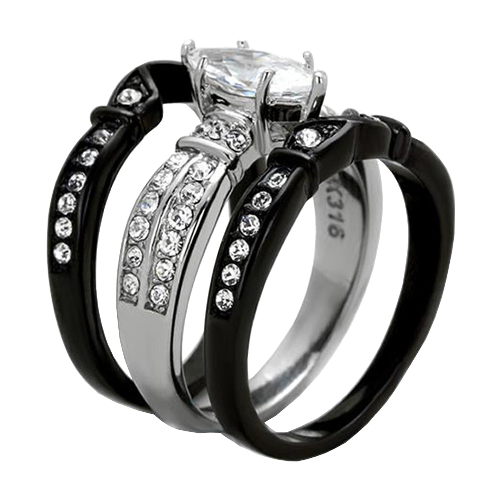 Mabella His And Hers Wedding Ring Sets Couples Matching Rings Black Womens Stainless Steel 8996