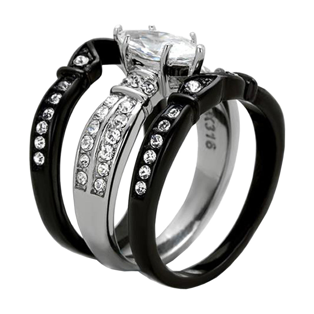 Mabella His And Hers Wedding Ring Sets Couples Matching Rings Black Womens Stainless Steel 0899