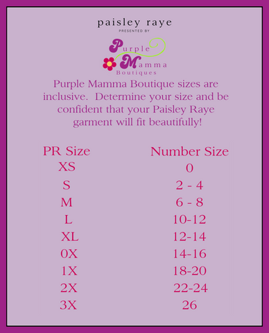 Paisley Raye Size Chart