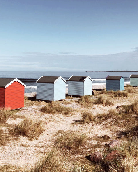 Beach Huts at Findhorn Bay, Moray, Scotland