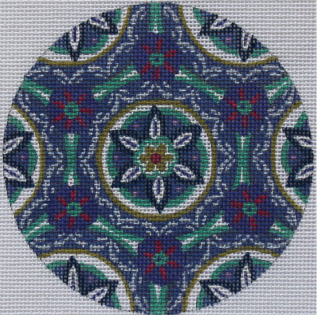 A needlepoint ornament called Jacobean Glow by Abigail Cecile. – Needlepoint  For Fun