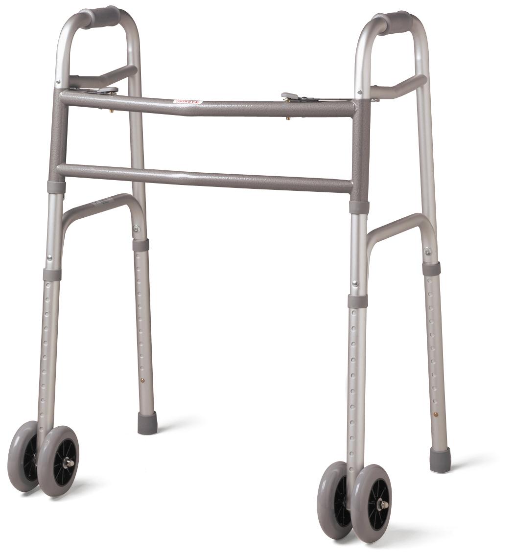 Medline Extra-Wide Two Button Heavy Duty Wheeled Walker