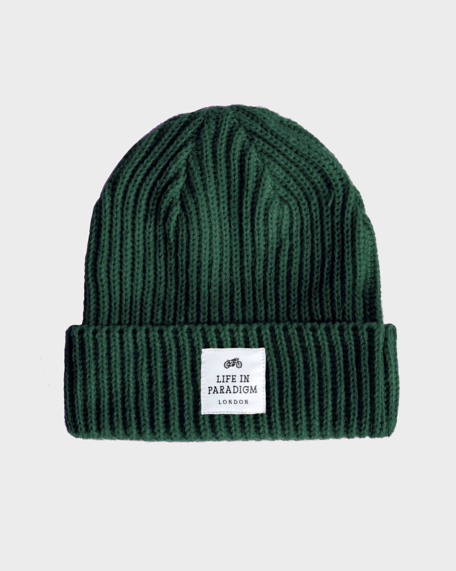 Forest Green Ribbed Fisherman Beanie