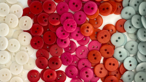 Sustainable Buttons Corozo - pink, natural, red, orange and pale aqua