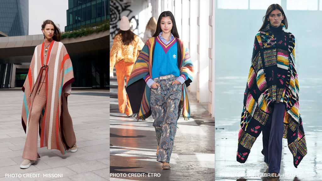 Fall Winter 2021/22: The Poncho - Colorful ponchos seen in Missoni, Etro and Gabriela Heist runways 