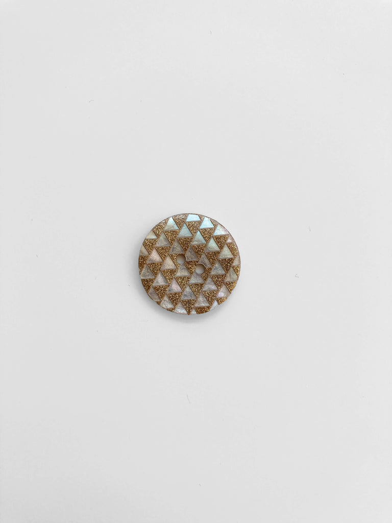 Textile Garden Shell Button with Gold Details - ecofriendly buttons