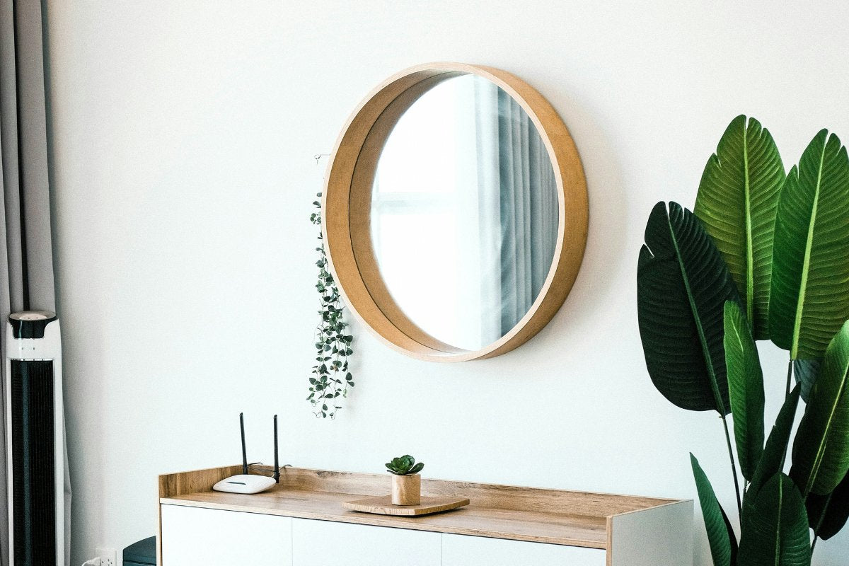Circular Mirror on Wall in Home