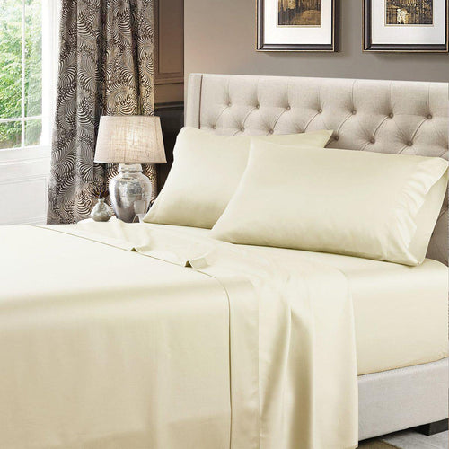 Fitted Sheet Only - 22 Extra Deep Fitted 1000 Thread Count Queen / Ivory by Egyptian Linens