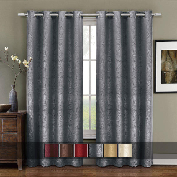 Prairie Contemporary Leafy Design Blackout Grommet Curtain Panel (Single)-Royal Tradition-Egyptian Linens