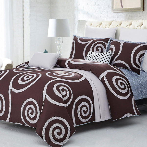 Serenity 7 Piece Cotton Duvet Cover Set-Royal Tradition-Coffee-King-Egyptian Linens