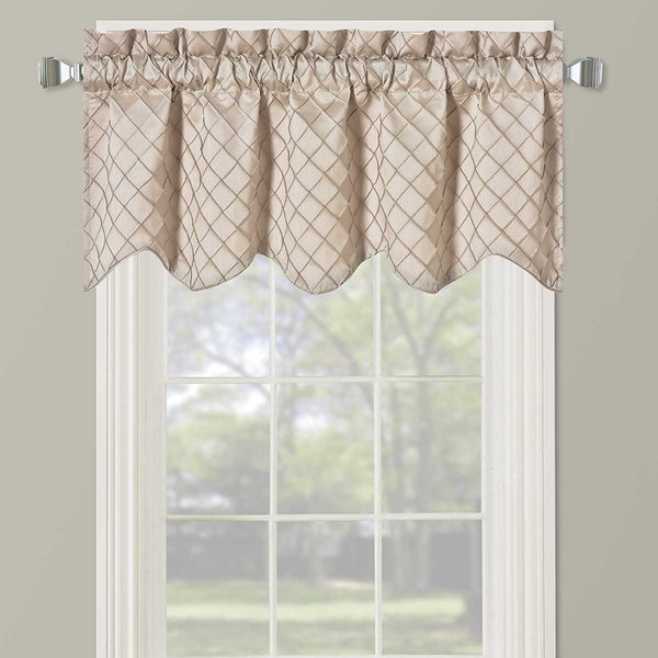 Diamond Pintuck Lined Valance Scalloped Decorative 52"Wx19"L (Single)-Wholesale Beddings