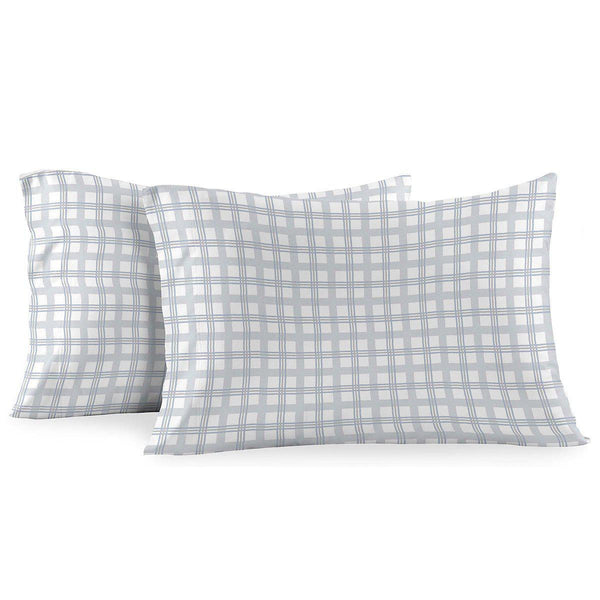 Heavyweight Printed Flannel Pillowcase Sets (Pair) - Gray Check-Egyptian Linens