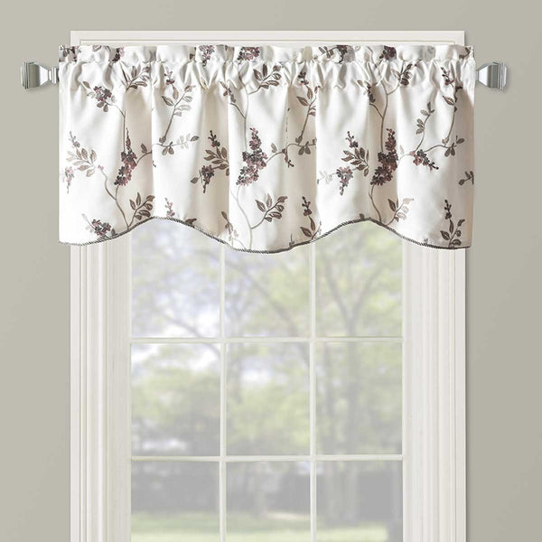 Sue Lined Valance Scalloped Decorative Rope Embroidered 52"Wx19"L (Single)-Wholesale Beddings
