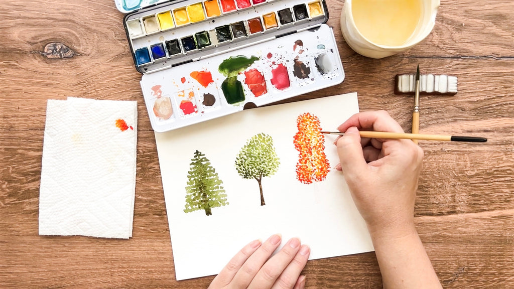 How to paint watercolor trees