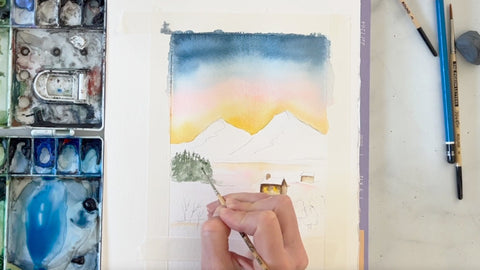 Watercolor Painting Tutorial: Create A Snowy Winter Landscape
