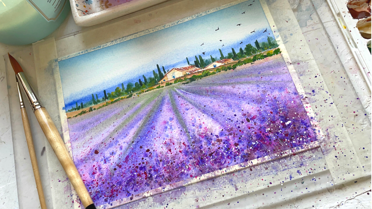 how to paint a lavender field