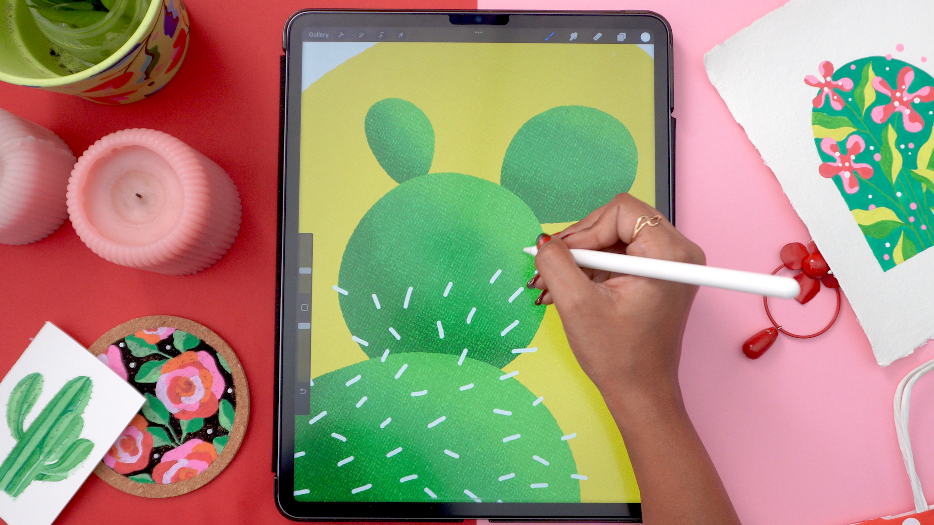 Draw a cute cactus in Procreate