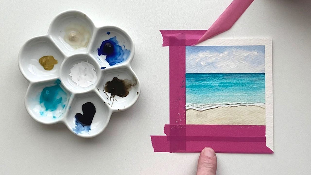 How to paint a watercolor beach