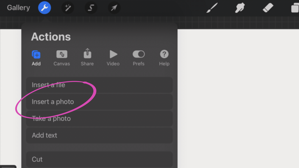 How to insert photos into Procreate
