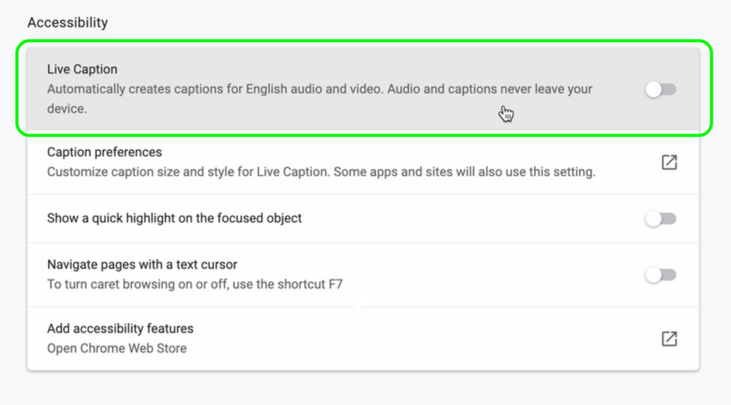 How to turn on live captions for videos