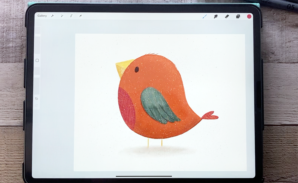 Cute bird illustration in Procreate