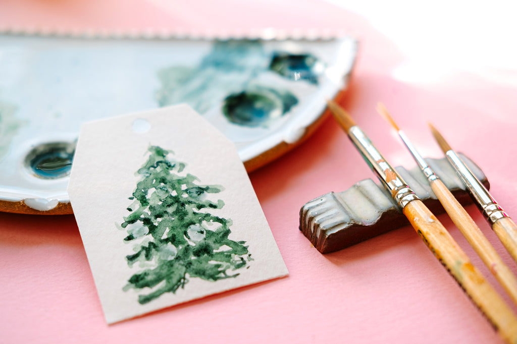 watercolor gift tag tutorial