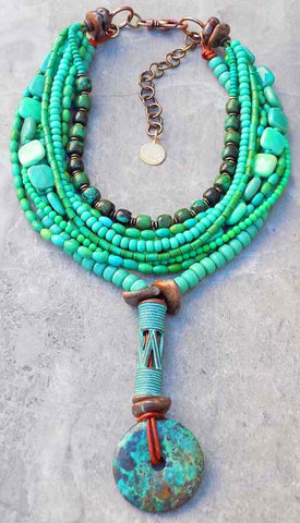 Just IN! Dramatic Sea Foam, Teal Green and Turquoise Choker Necklace ...