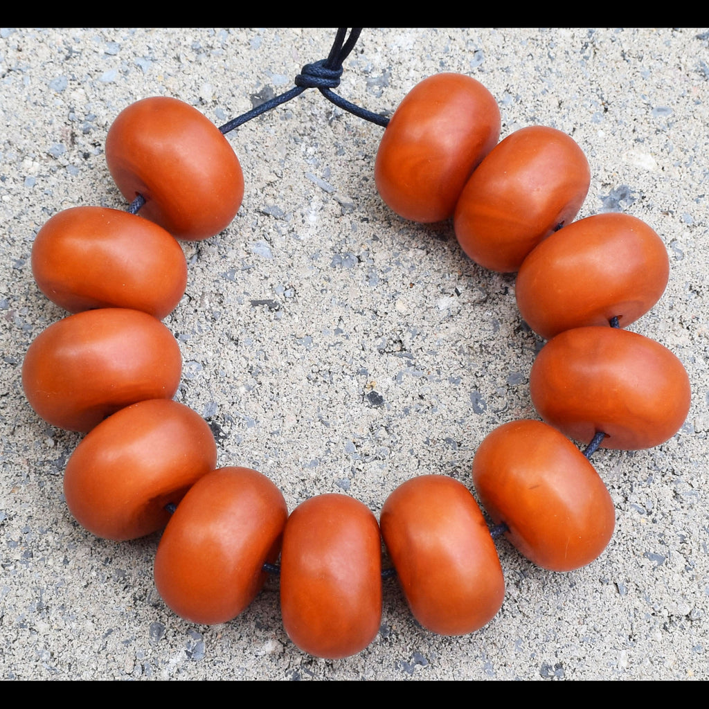 Gorgeous Large Rust Orange Resin Rondelle Beads from Germany ~ 20x32mm