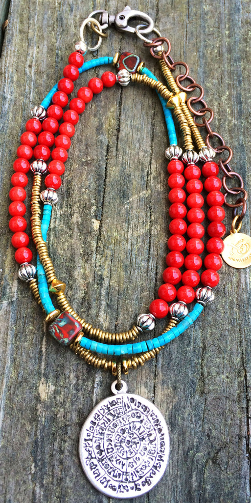 red coral turquoise necklace