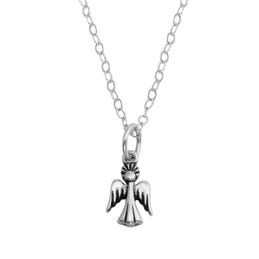 Amazon.com: Heartland Store Women's Sterling Silver Round Guardian Angel  Necklace + 18