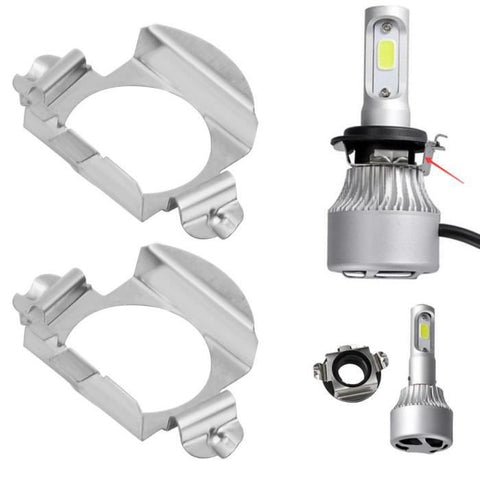 H7-LED-Adapter, Metallhalterung, LED-Frontscheinwerferlampen (x2), Fernlicht