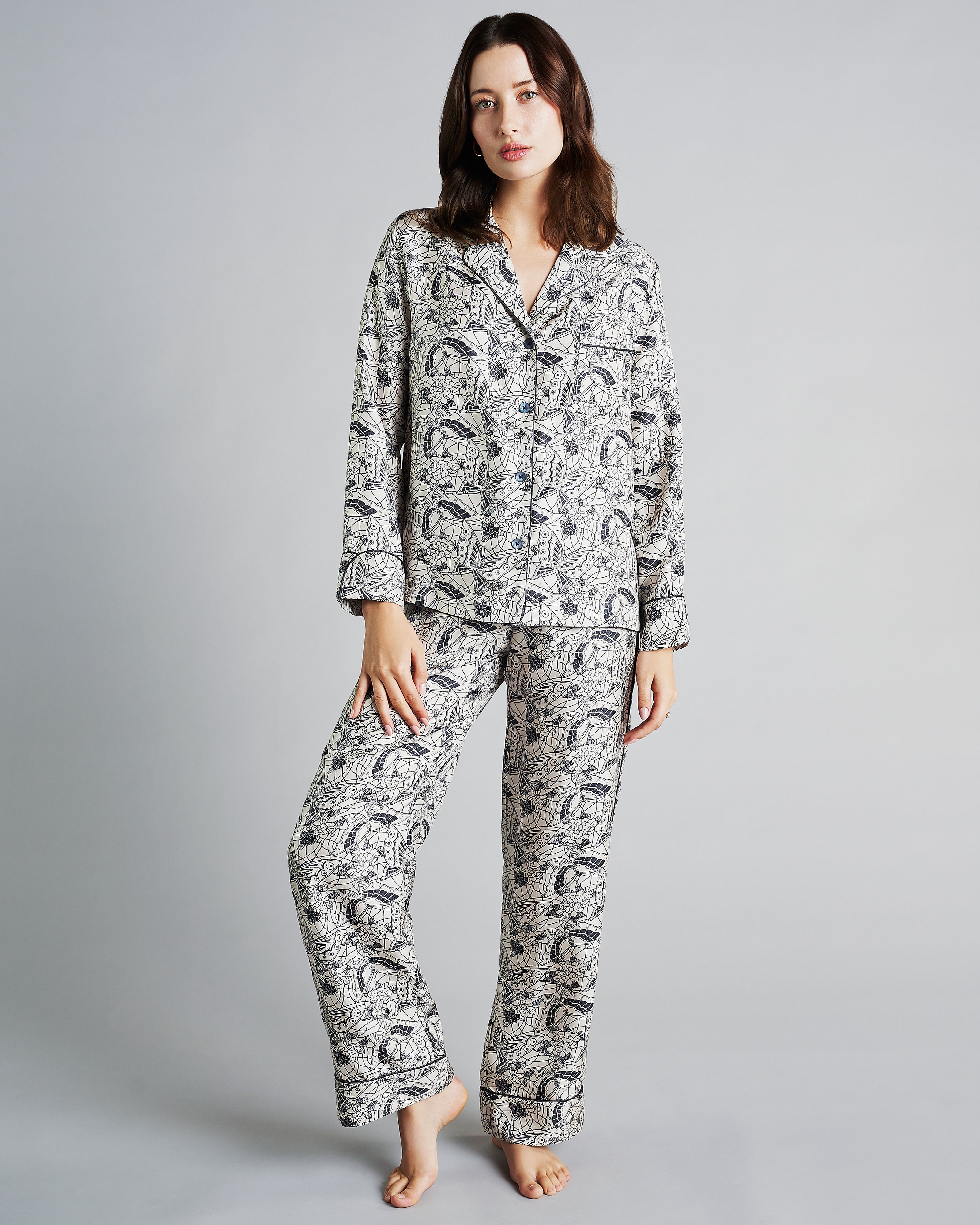 Morpho + Luna | Dancing Butterflies Silk Pajamas at Jane's Vanity