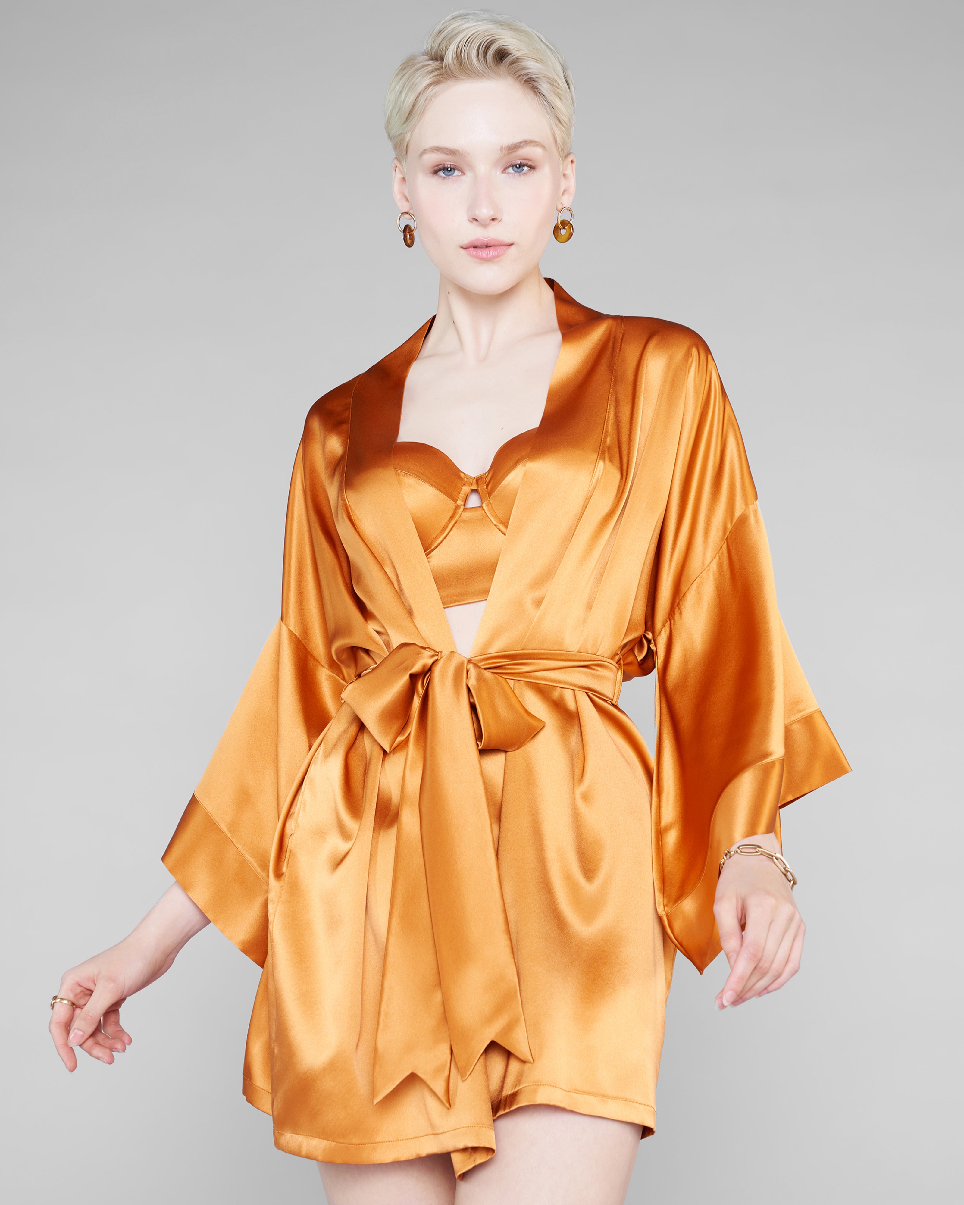 Gold sales silk robe