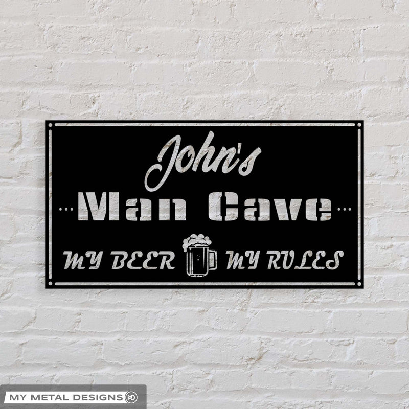 Personalized Rectangular Man Cave Sign | Custom Man Cave Decor | Modern Man Cave & Bar Sign