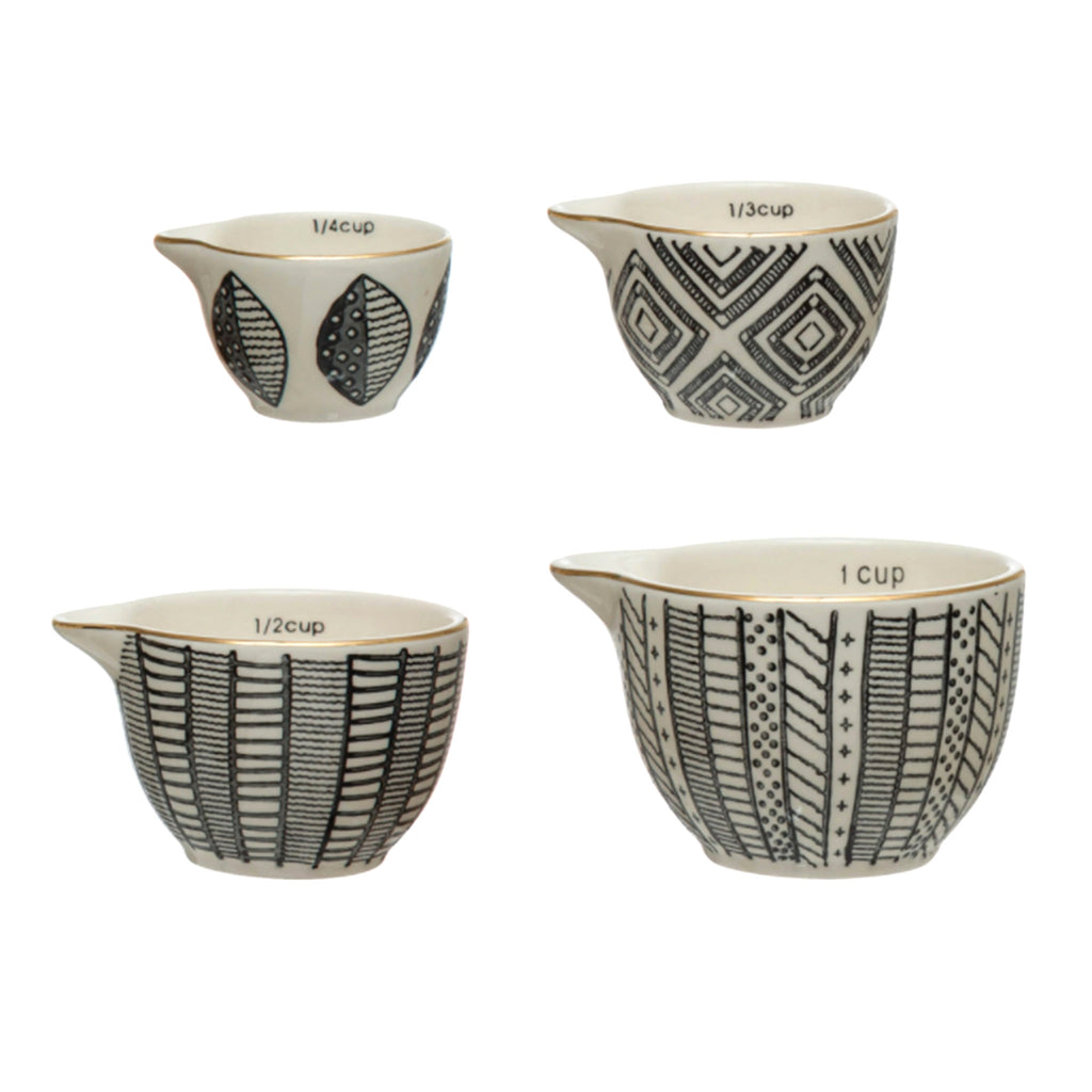 Spring Hand-Painted Stoneware Measuring Cups