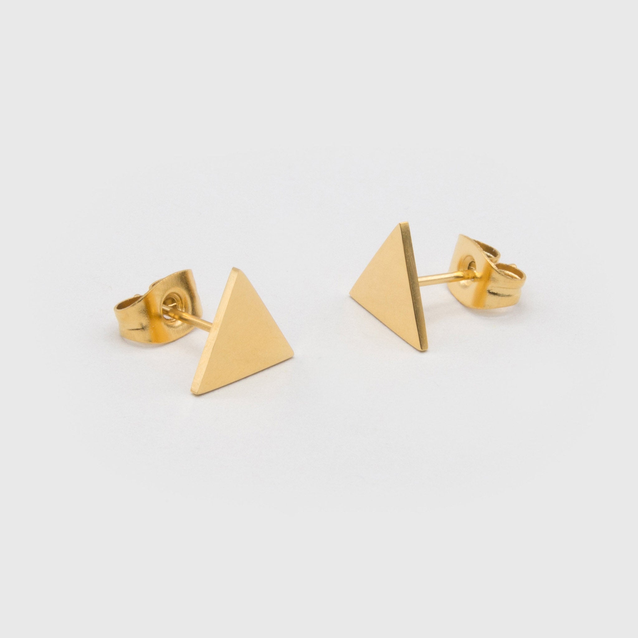 gold triangle stud earrings