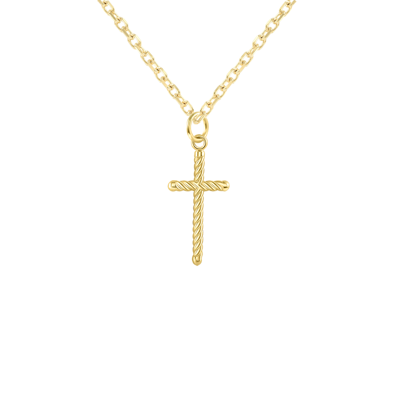 Dainty Diamond-Cut Cross Pendant Necklace in Solid Gold | Takar